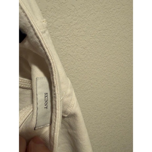 Scotch Soda Slim Jeans Cream Beige wide waist tie belt Sz 24 High Rise 2146 - Picture 7 of 10